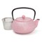 Juvale Cast Iron Tea Kettle - Stainless Steel Infuser & Loose Leaf Tea Steeper - Heat Retention in Pink Cast Iron Kettle - 34 oz